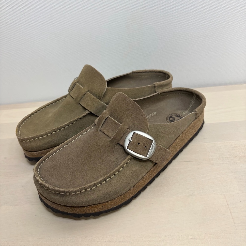 Birkenstock Suede Mule Clogs in Tan